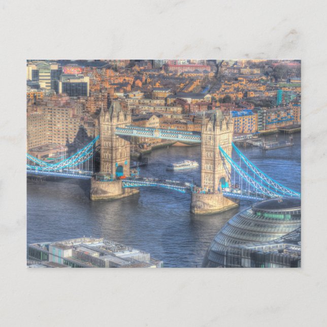 Rathaus und Tower Bridge Postkarte (Vorderseite)