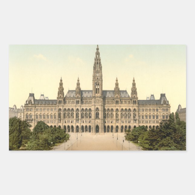 Rathaus, Wien, Österreich Rechteckiger Aufkleber (Vorderseite)