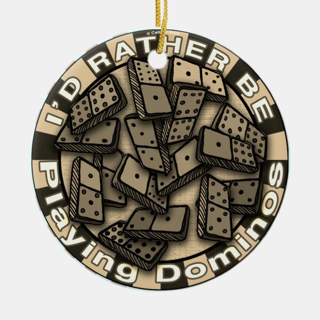 Rather Play Dominoes Keramik Ornament (Vorne)