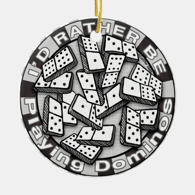 Rather Play Dominoes Keramik Ornament (Vorne)