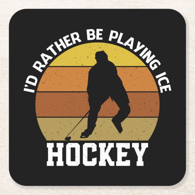 Rather Play Ice Hockey Rechteckiger Pappuntersetzer (Vorderseite)
