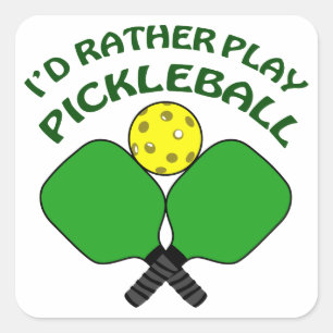 Rather Play Pickleball Quadratischer Aufkleber