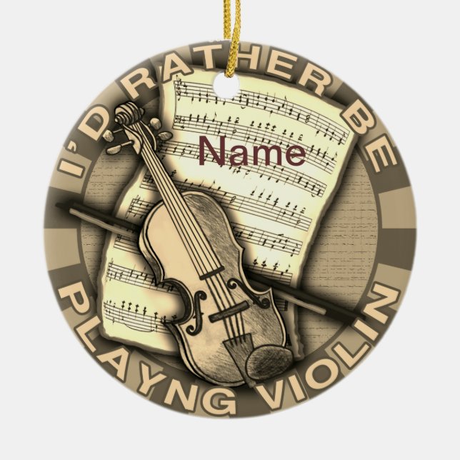 Rather Play Violin Keramik Ornament (Vorne)