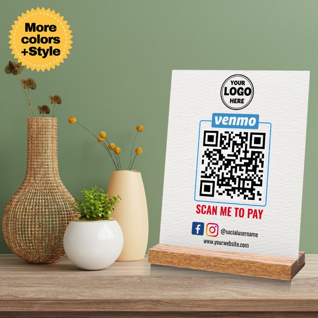 Rationalisation des paiements avec logo personnali (Streamline Payments with Custom Logo Venmo QR Code Acrylic Sign)