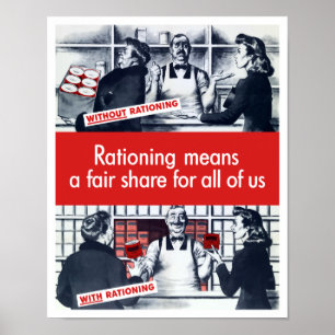 Rationierung bedeutet einen fairen Anteil für alle Poster
