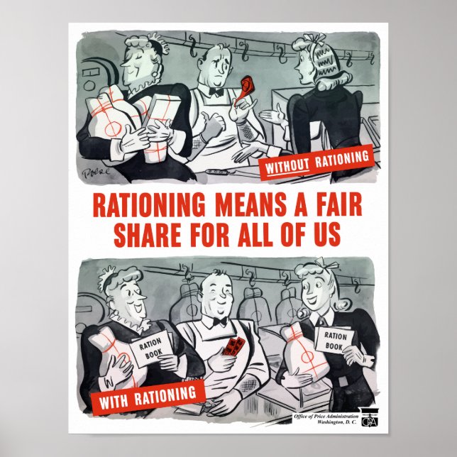 Rationierung bedeutet einen fairen Anteil für alle Poster (Vorne)