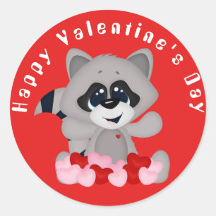 Raton laveur de Saint-Valentin et autocollant de