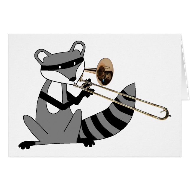 Raton laveur jouant le trombone (Devant horizontal)