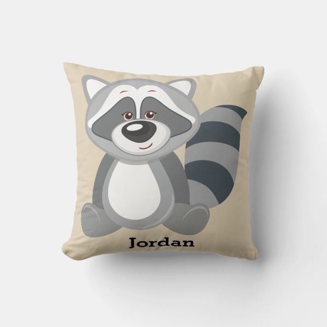 Raton laveur mignon de région boisée du coussin de (Recto)