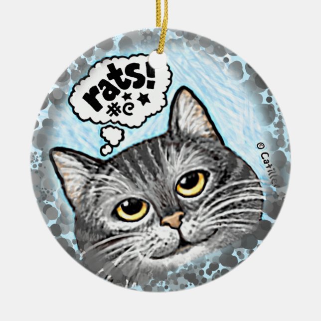 Rats Katzenverzierung Keramik Ornament (Vorne)