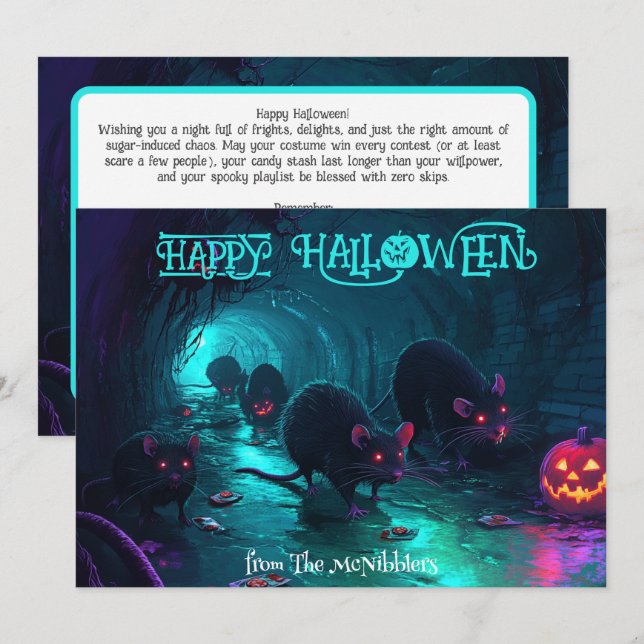 Rats 'n' Jack: Kanalspektakel Halloween-Karte Einladung (Vorne/Hinten)