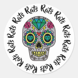 Rats Sugar Skull Runder Aufkleber