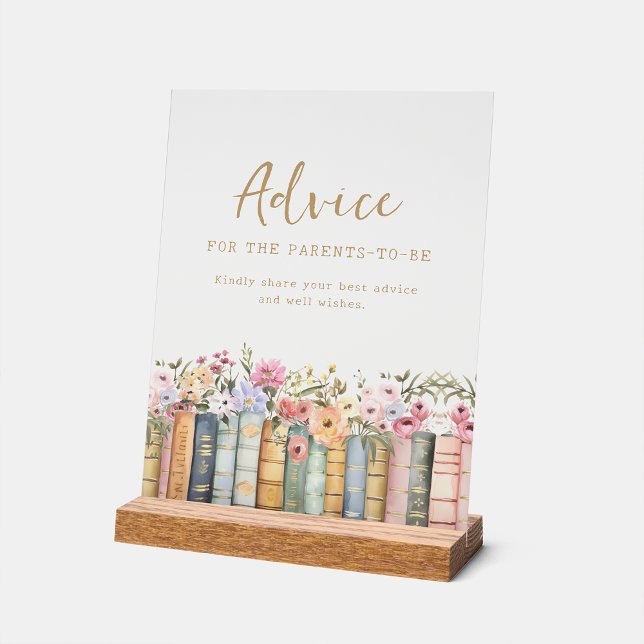 Ratschläge Baby Dusche Akryllische Beschriftung Acrylschild (Wildflower Book Advice Baby Shower Acrylic Sign by Painted Paperie)