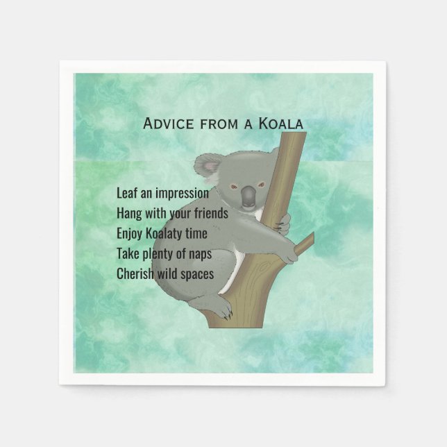 Ratschläge eines Koala-Designpapiers Napkins Serviette (Vorderseite)