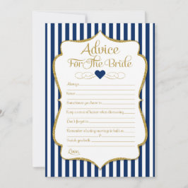Ratschläge für das Blue-Gold-Brautparty der Bride Hinweiskarte