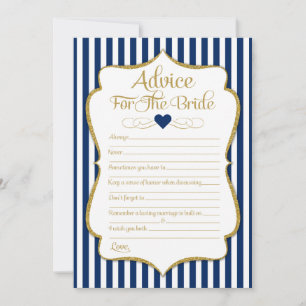 Ratschläge für das Blue-Gold-Brautparty der Bride  Hinweiskarte