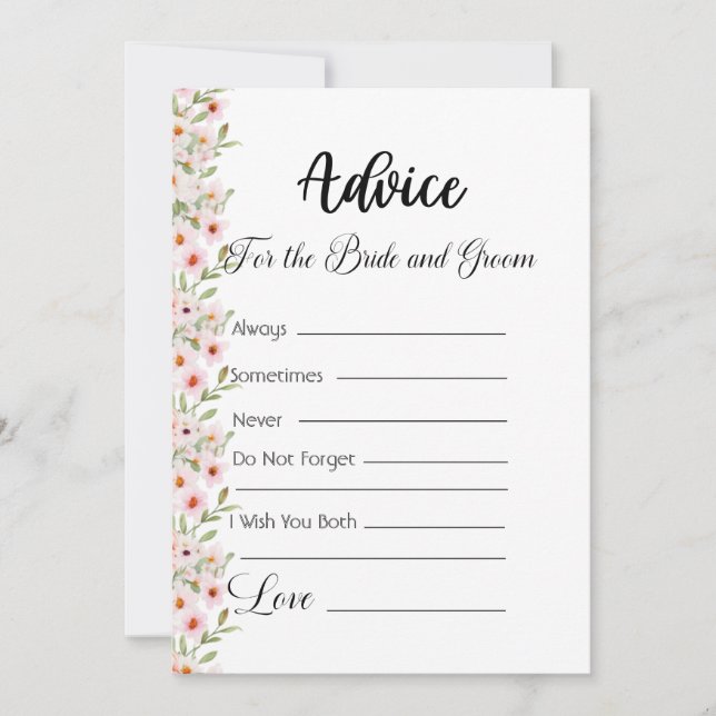 Ratschläge für die Blume Braut und Rosa Einladung (Vorderseite)