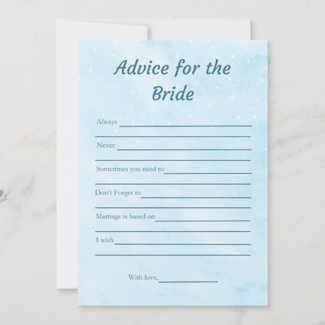 Ratschläge für die Bride Blue Brautparty Game Card Einladung (Vorderseite)