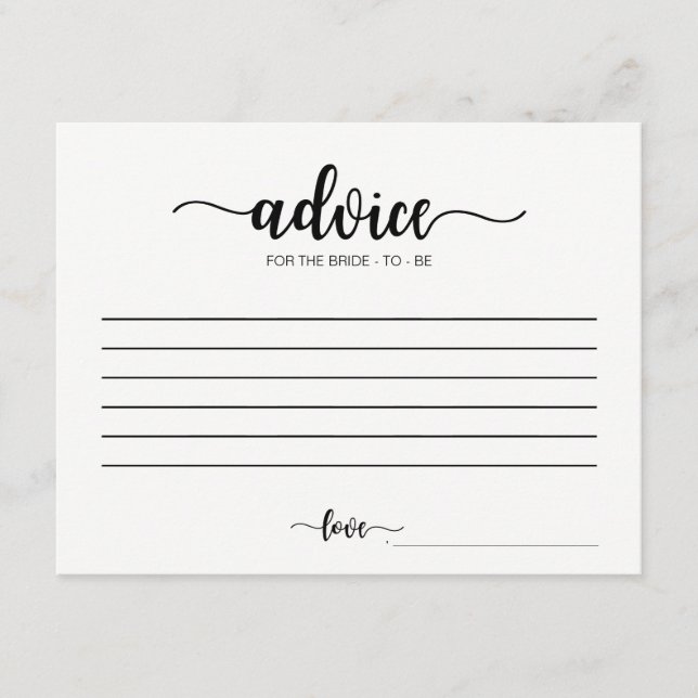 Ratschläge für die Bride Calligraphy Advice Cards Hinweiskarte (Vorderseite)