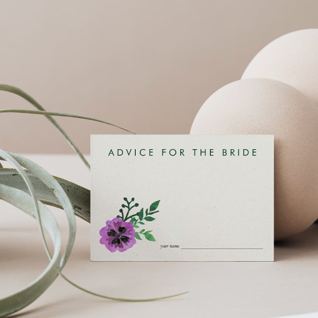 Ratschläge für die Bride Cards | Lila Pansy Hinweiskarte (Von Creator hochgeladen)