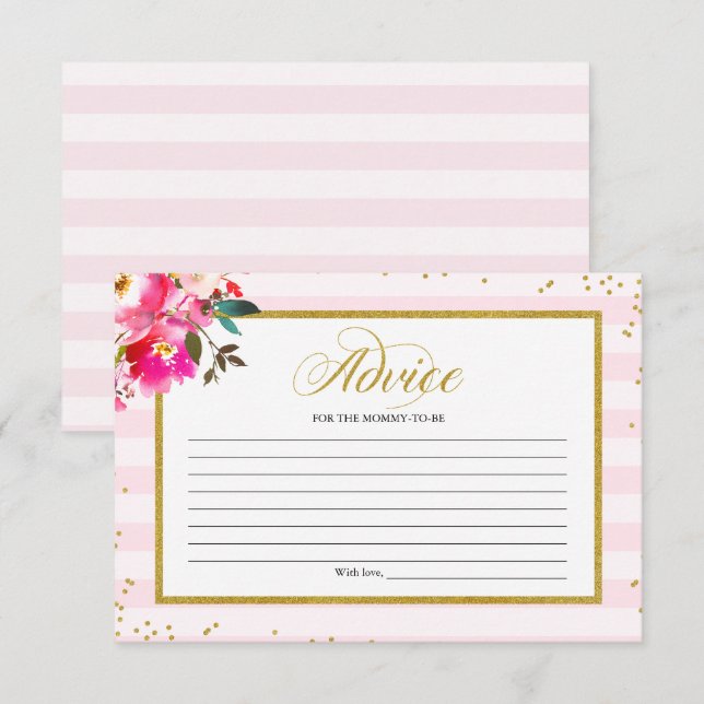 Ratschläge für die Mama-zu-be-Pink-Gold-Blütendusc Einladung (Vorne/Hinten)