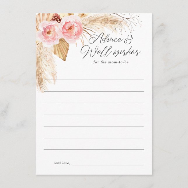 Ratschläge für die neuen Eltern boho rosa Blumenpa Hinweiskarte (Vorderseite)