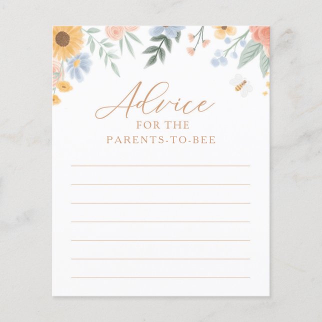 Ratschläge für Eltern zum Bee Baby Shower Game (Vorderseite)