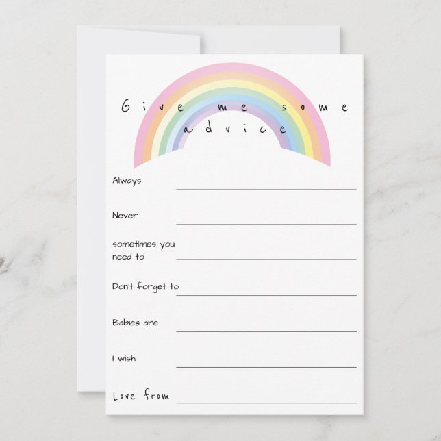 Ratschläge für Soft Pastellmilch Regenbogen Babydu Einladung (Vorderseite)