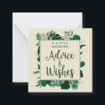 Ratschläge für tropische Foliage Mitteilungskarte<br><div class="desc">Tropical Foliage Trendy Greenery und Gold Blätter Moderne Frame Custom Advice & Wishs Mini-Mitteilungskarten - mit tropischen Blattrand, Brushed Marker Typografie, und Ihren Custom Text. Geben Sie sie den Hochzeitsgästen, um sich als Pflaster für Braut und Bräutigam auszufüllen, in einer kühnen Farbpalette aus reichen Grüntönen, Smaragd und Gold. Dieses Design...</div>