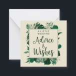 Ratschläge für tropische Foliage Mitteilungskarte<br><div class="desc">Tropical Foliage Trendy Greenery und Gold Blätter Moderne Frame Custom Advice & Wishs Mini-Mitteilungskarten - mit tropischen Blattrand, Brushed Marker Typografie, und Ihren Custom Text. Geben Sie sie den Hochzeitsgästen, um sich als Pflaster für Braut und Bräutigam auszufüllen, in einer kühnen Farbpalette aus reichen Grüntönen, Smaragd und Gold. Dieses Design...</div>
