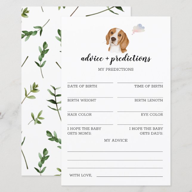 Ratschläge und Vorhersagen für Beagle Baby Shower  (Vorne/Hinten)