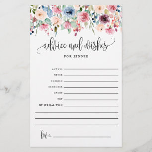Ratschläge und Wünsche, Blumenbridalkarte Flyer