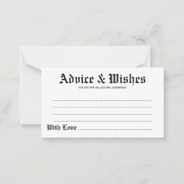 Ratschläge und Wünsche Gotische Hochzeitkarte Hinweiskarte