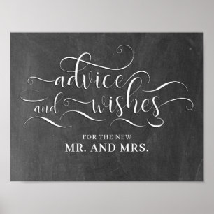 Ratschläge und Wünsche Hochzeitsschild Poster