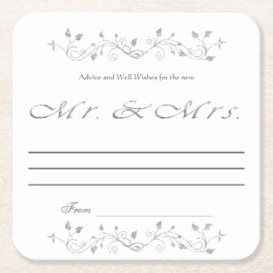 Ratschläge und Wünsche, Silberner Glitzer, Mr. & M Rechteckiger Pappuntersetzer