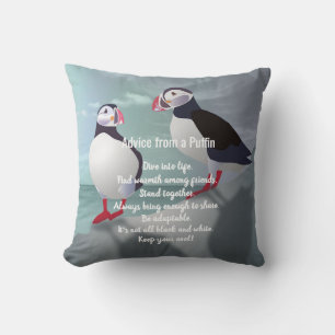 Ratschläge von einem Puffin-Entwurfskissen Kissen