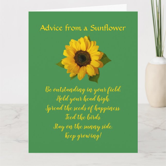 Ratschläge von einer Grußkarte für Sonnenblumen Karte (Vorderseite)
