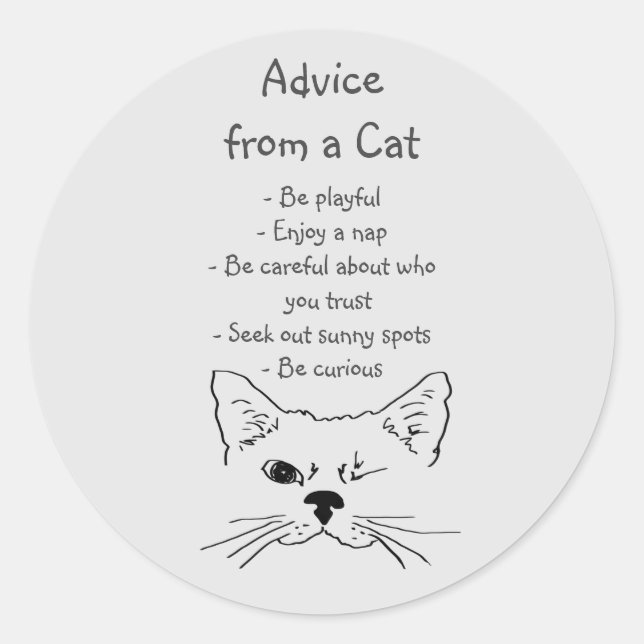 Ratschläge von Winking Cat Fun Animal Spaß Runder Aufkleber (Vorderseite)