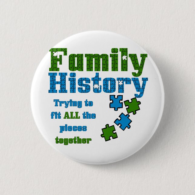 Rätsel der Familiengeschichte Button (Vorderseite)