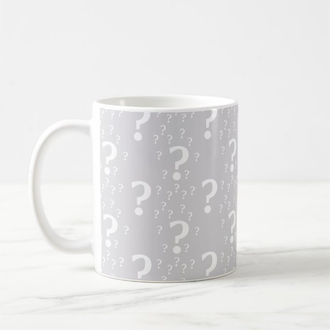 Rätsel-Fragezeichen Rätsel hellgrau Kaffeetasse (Links)