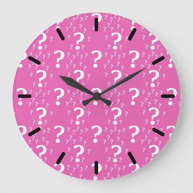 Rätsel-Fragezeichen rätseln pink Große Wanduhr (Vorderseite)