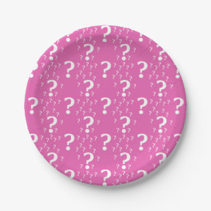 Rätsel-Fragezeichen rätseln pink Pappteller