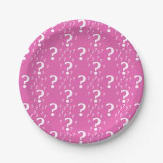 Rätsel-Fragezeichen rätseln pink Pappteller