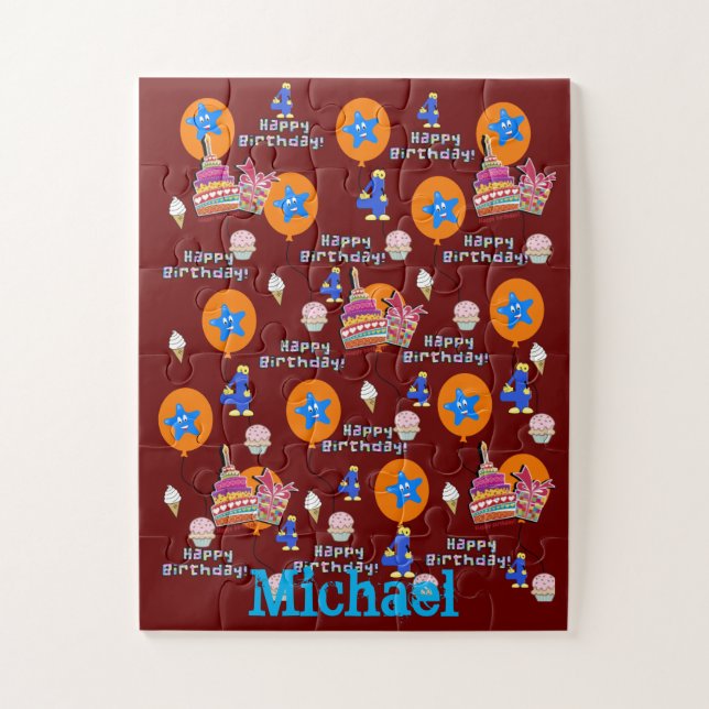 Rätsel, Happy 4. Geburtstag, #4 Geburtstag Dunkle  (Vertikal)