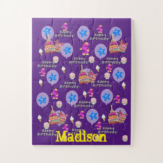 Rätsel, Happy 5th Birthday, #5 Geburtstag Lila (Vertikal)