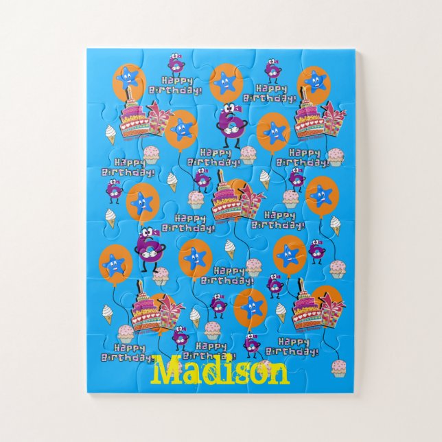 Rätsel, Happy 6. Geburtstag, Blau (Vertikal)