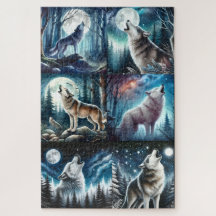 RÄTSEL: Heulender Wolf 6-Panel-Collage-Puzzle