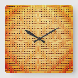 Rattan Quadratische Wanduhr