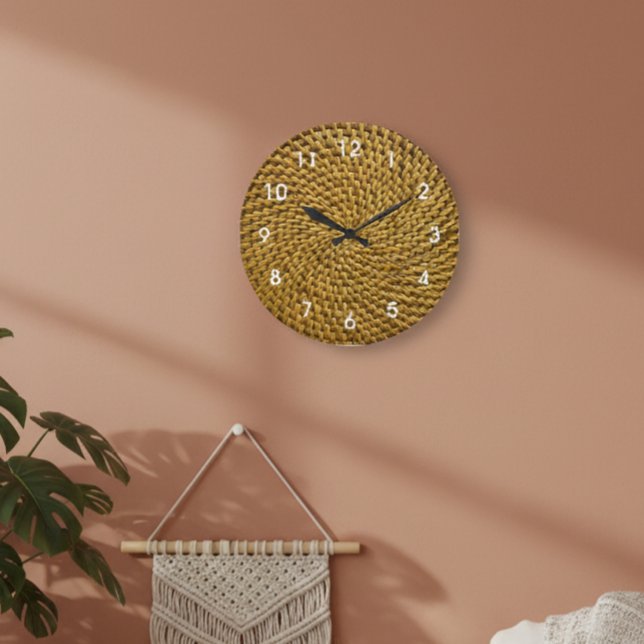 Rattan Wicker Boho Monogram Große Wanduhr (Von Creator hochgeladen)