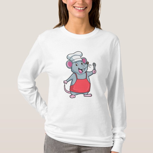 Ratte als Koch mit Cooking Schürze & Spoon T-Shirt (Vorderseite)